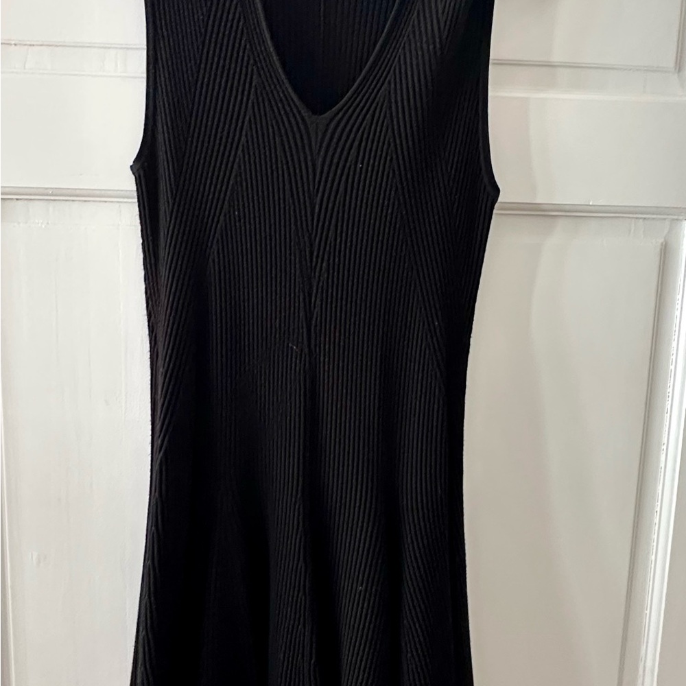 Club Monaco Black Ribbed Midi Dress